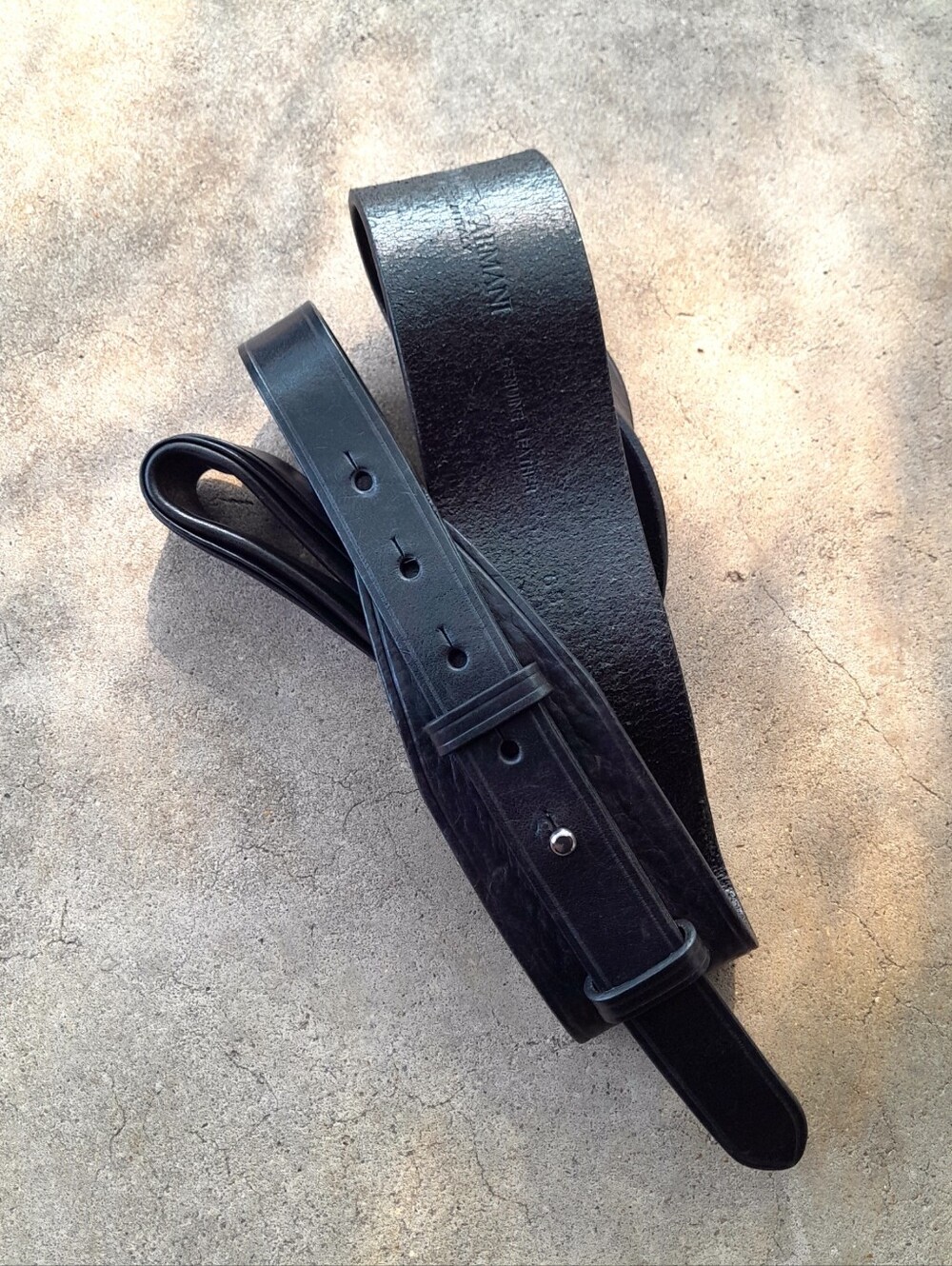 Emporio Armani leather designer  waist belt OR bag guitar strap view description